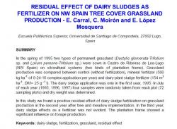 Residual effect of dairy sludges as fertilizer on nw spain tree cover grassland production 
